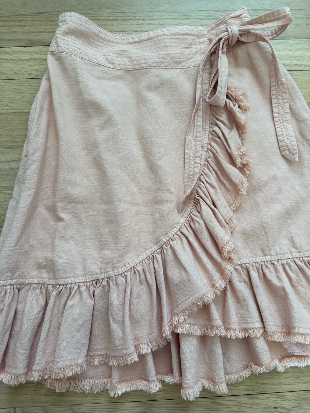 Pilcro Anthropologie XS Nettie Blush Pink Ruffle Wrap Skirt - Picture 3 of 5